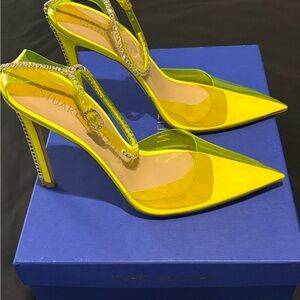 Stuart Weitzman Vibrant Yellow Heels with Crystal Accents